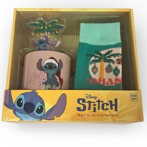 Disney Lilo & Stitch Holiday Gift Set - Mug, Socks & Door Hanger